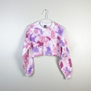 [SOLD] Crop Top Sweatshirt Tie-Dye Small Colorful Purple